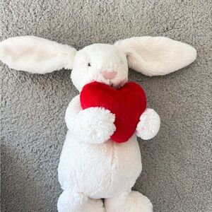 Jellycat Cream Bunny with Red Heart